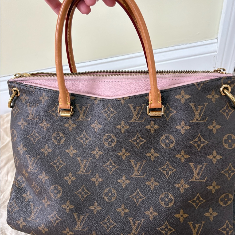 Louis Vuitton pink ballerine pink Brown Monogram Handbag Pallas VGUC - Picture 16 of 17